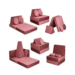 GENERICO - Sofá infantil modular (sofá cama) 5 piezas rosa