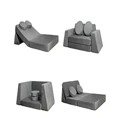 GENERICO - Sofá infantil modular (sofá cama) 5 piezas gris o.