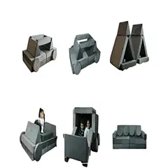 GENERICO - Sofá infantil modular (sofá cama) 12 piezas gris