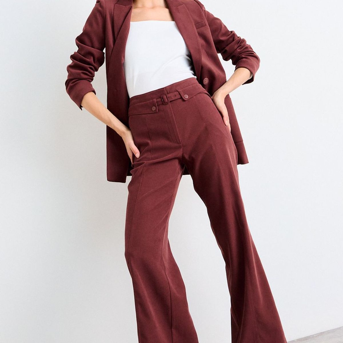 IO - Pantalon Liso Mujer Café Io