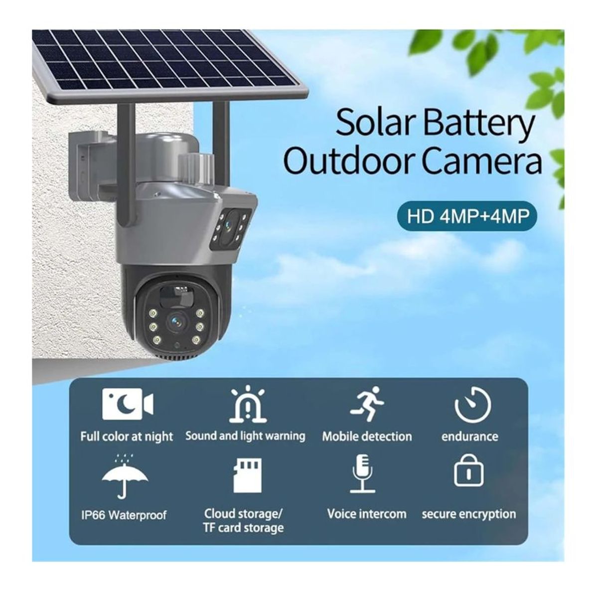 GENERICO - Cámara De Seguridad Inalámbrica Solar Wifi 4K