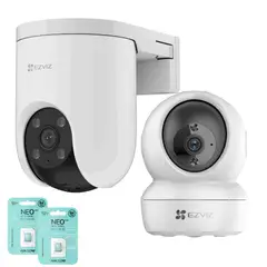 EZVIZ - KIT Seguridad Interior Exterior H6C PRO y H8C PRO 3k Con tarjeta de memoria
