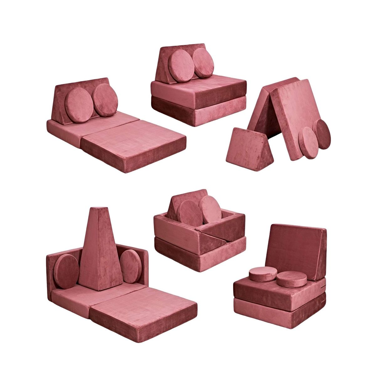 GENERICO - Sofá Cama Modular Infantil de 5 Piezas rosa