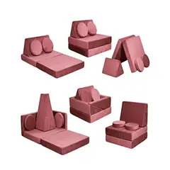 GENERICO - Sofá Modular de Juegos 5 Piezas - Construcción Resistente para Pequeños Arquitectos rosa