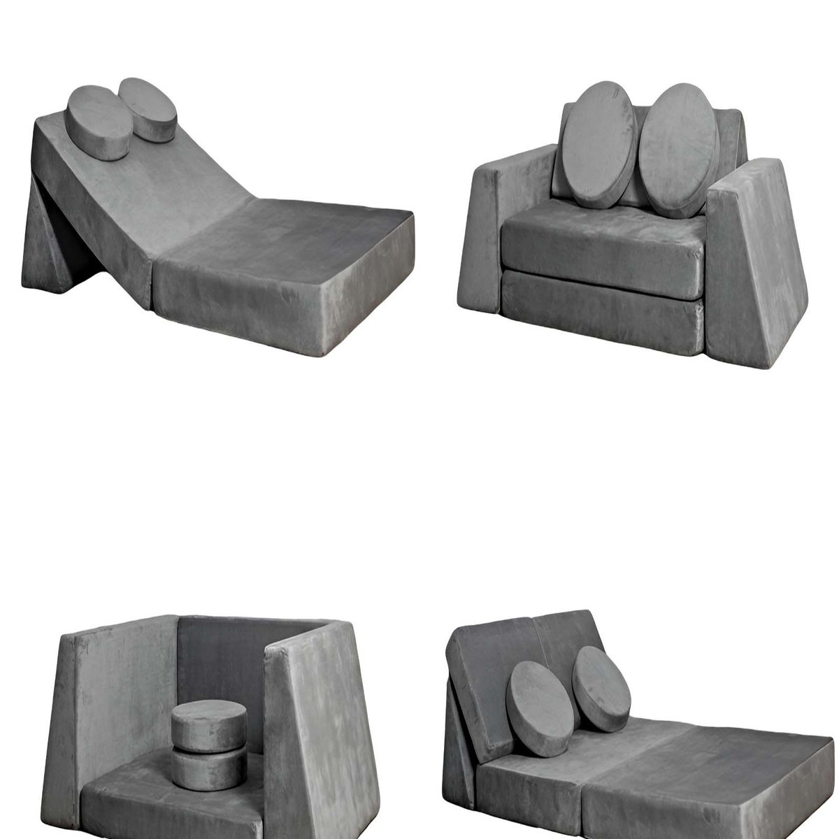 GENERICO - Sofá Modular de Juegos 5 Piezas - Construcción Resistente para Pequeños Arquitectos gris o.