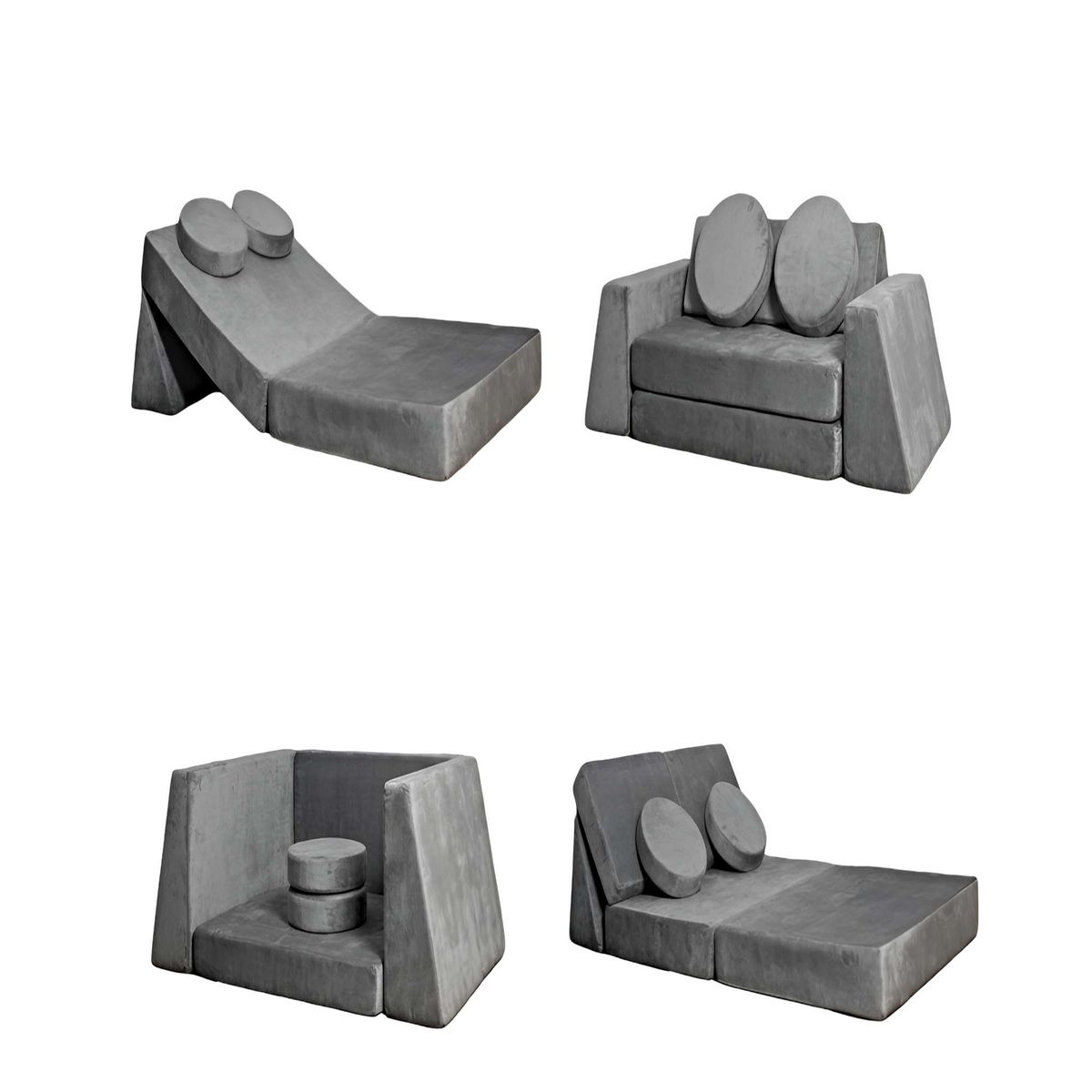 GENERICO - Sofá Modular de Juegos 5 Piezas - Construcción Resistente para Pequeños Arquitectos gris o.