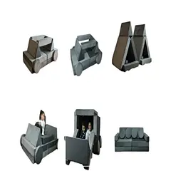 GENERICO - Sofá Modular de Juegos 12 Piezas - Construcción Resistente para Pequeños Arquitectos gris