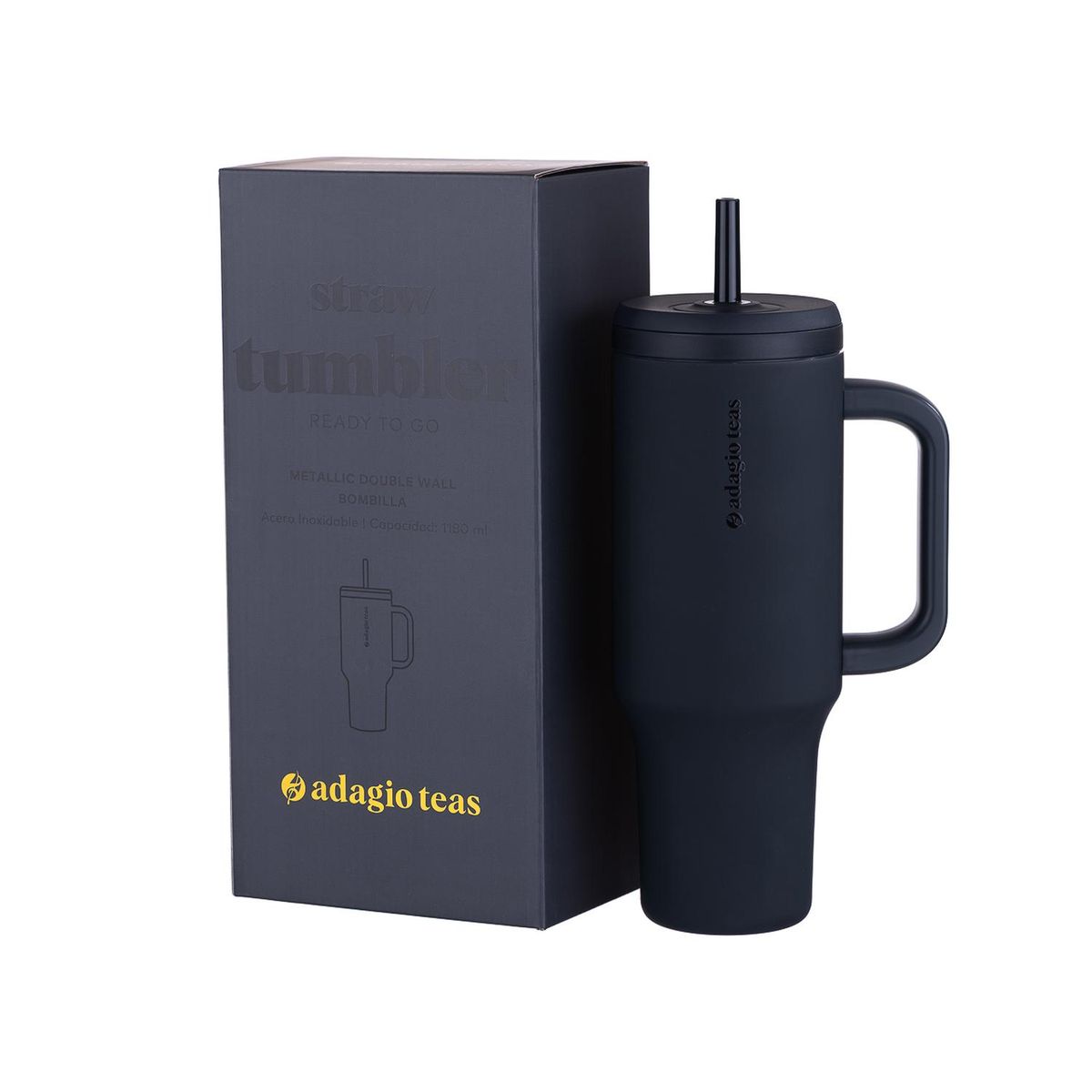 ADAGIO TEAS - Straw Tumbler Negro 1180 ml