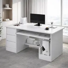 SPACE HOME - Escritorio Blanco Moderno 120 Cm Para Trabajar O Estudiar