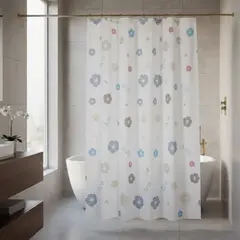 GENERICO - Cortina De Baño Peva 180x180cm Diseño Flores Incluye Ganchos