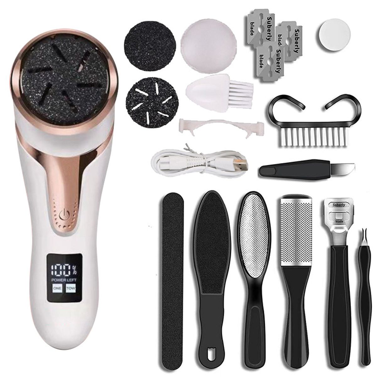 PUREPOWER - Removedor de callos para pies recargable Con kit de pedicura para Pedicura Profesional y Cuidado
