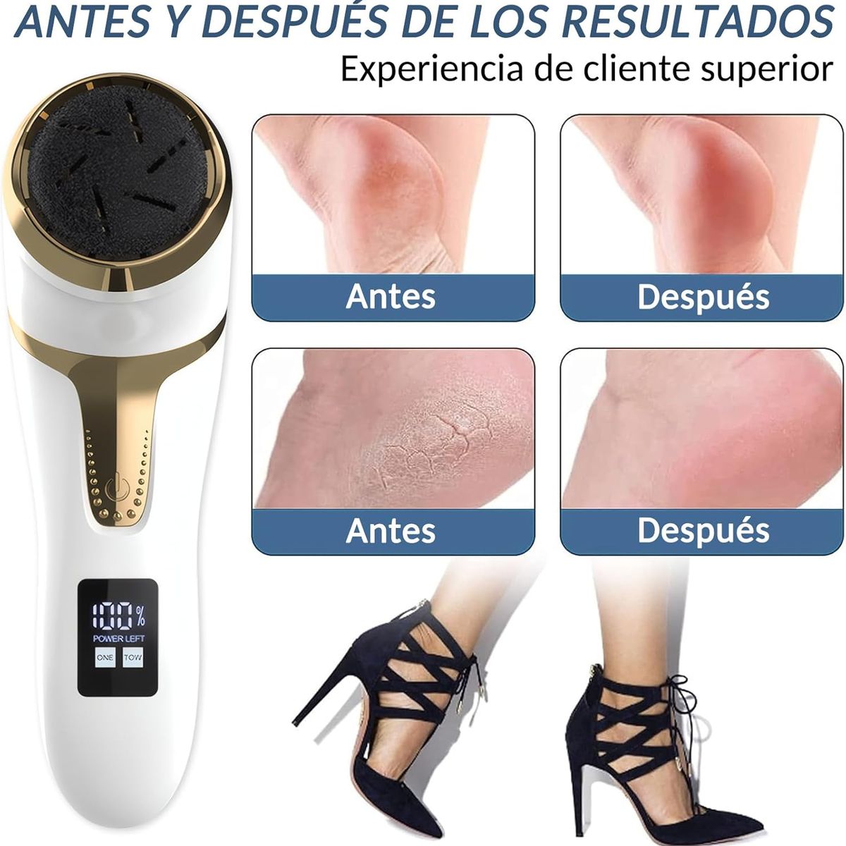 PUREPOWER - Removedor de callos para pies recargable Con kit de pedicura para Pedicura Profesional y Cuidado