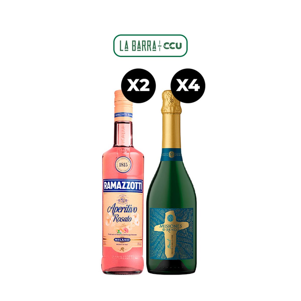 CCU - Pack 2 Ramazzotti 700cc + 4 Espumante Misiones de Rengo Brut 750cc