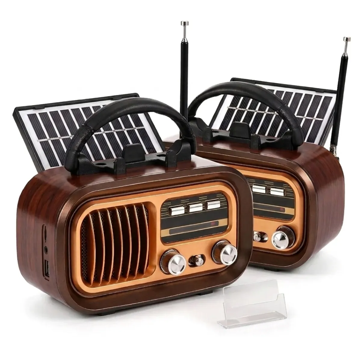 IRM - Radios Solares Pack 2 Bluetooth Vintage Am Fm Usb Portatil Bateria Recargable Calidad FIGOIMPORT