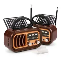 IRM - Radios Solares Pack 2 Bluetooth Vintage Am Fm Usb Portatil Bateria Recargable Calidad FIGOIMPORT