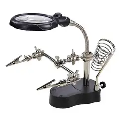 GENERICO - Lupa Soporte Luz Led Pinza Soporte Cautin Manos Ayudantes