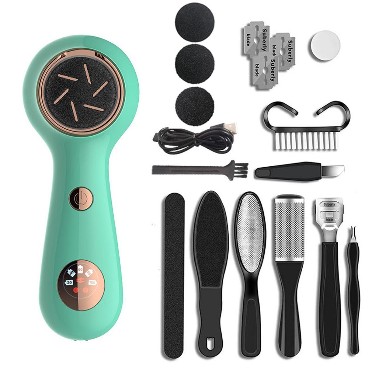 PUREPOWER - Removedor de callos para pies recargable Con kit de pedicura para Pedicura Profesional y Cuidado