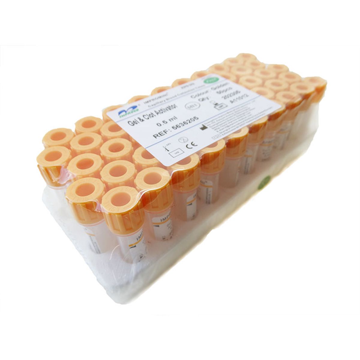 GENERICO - Tubo tapa amarilla 0,5 ml Improve mini 8x45mm 50 unidades