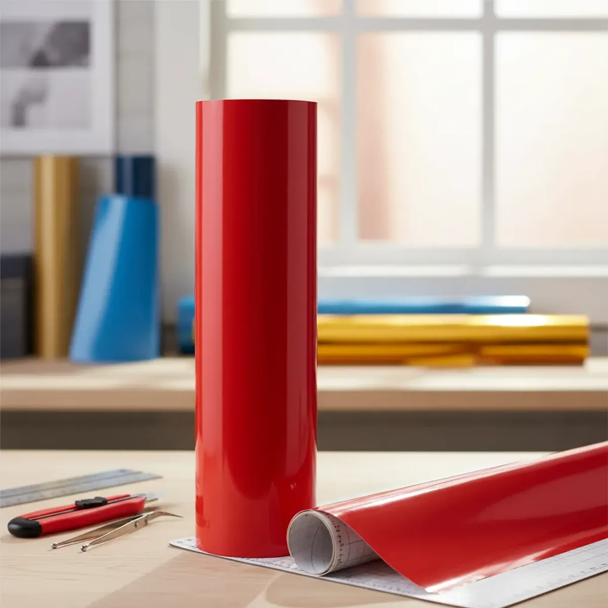 NEON - Vinilos Adhesivos De Corte Rojo Amapola 61 Cms X 5 Mts
