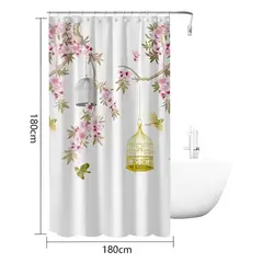 GENERICO - Cortina De Baño Peva 180x180cm Diseño Pájaros Y Jaulas