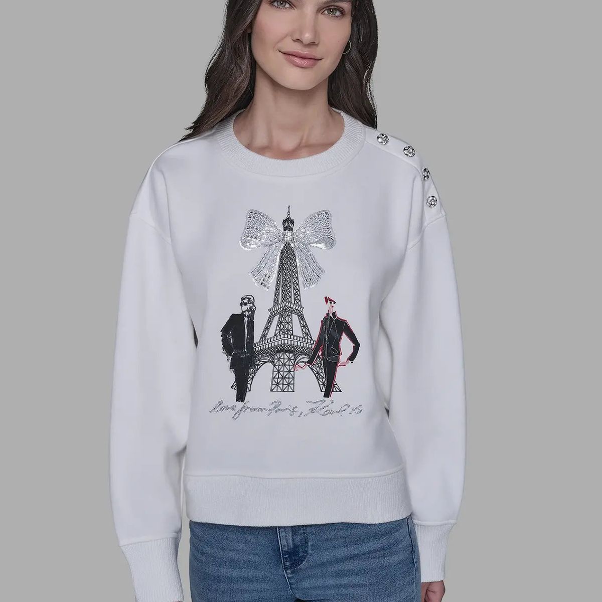 KARL LAGERFELD - Polerón con gráfico de la torre Eiffel con lazo