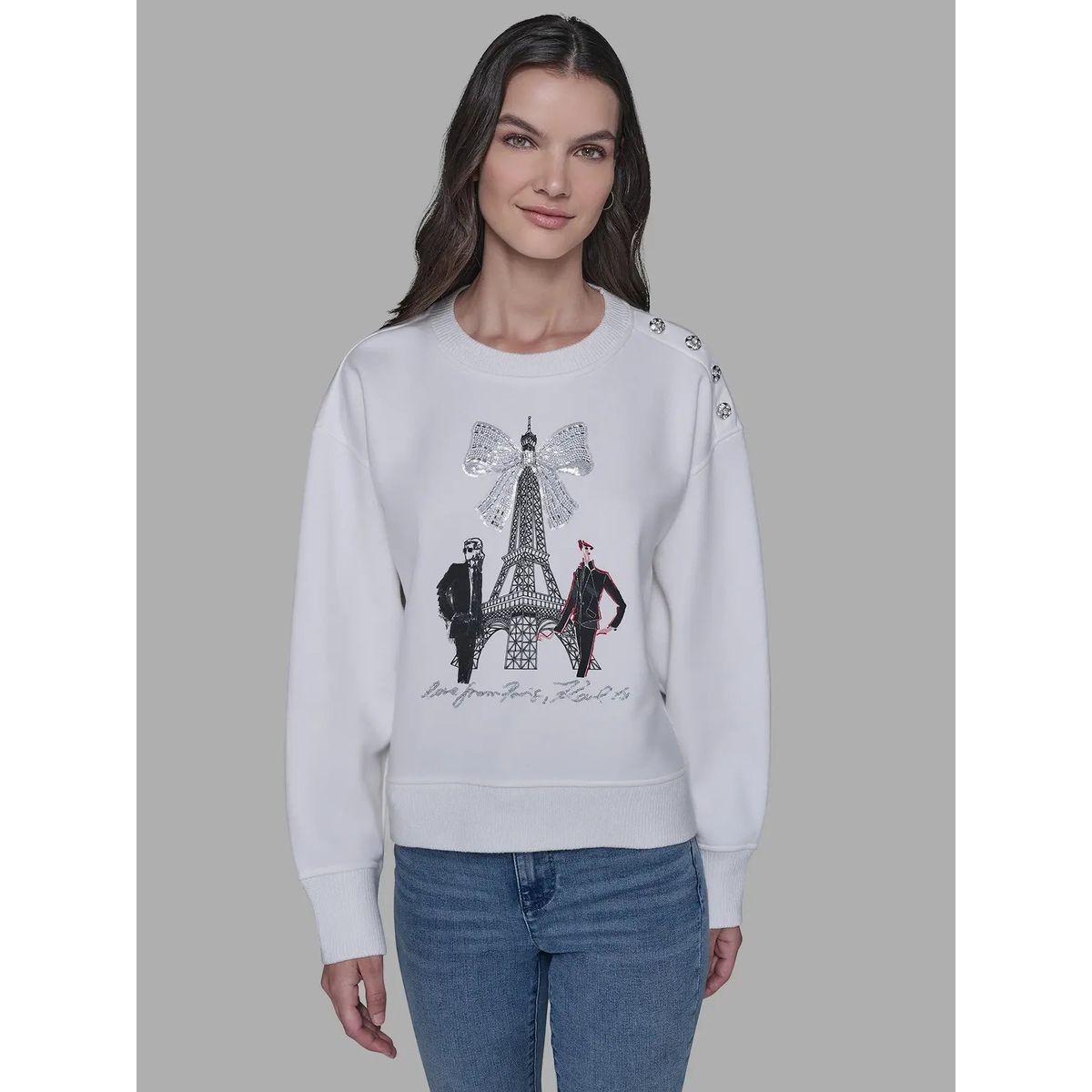 KARL LAGERFELD - Polerón con gráfico de la torre Eiffel con lazo