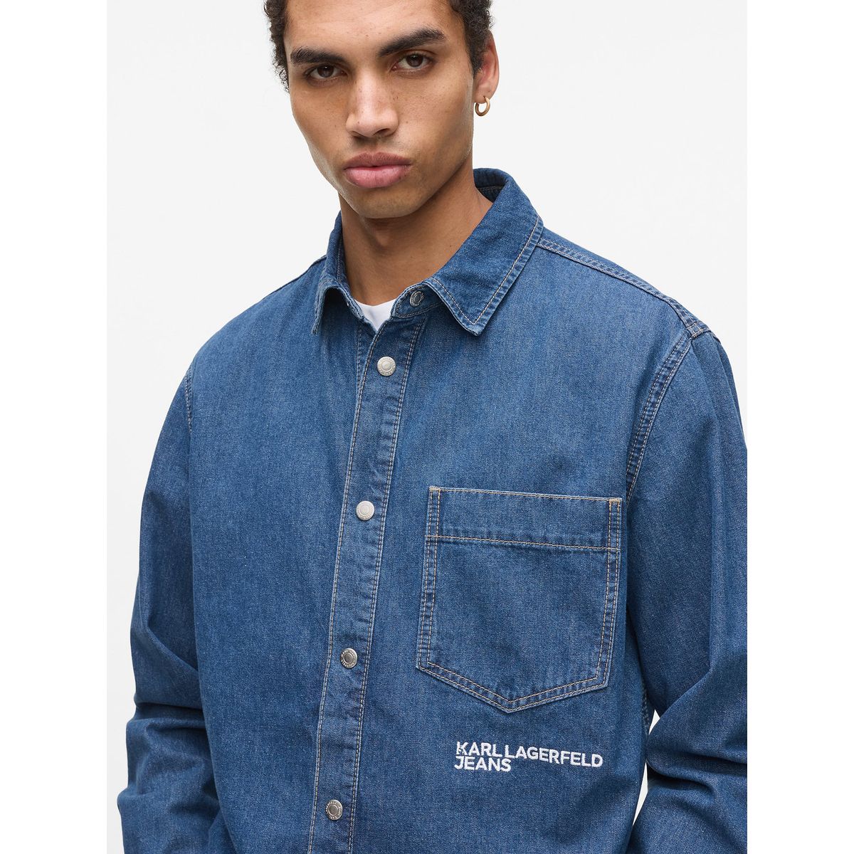 KARL LAGERFELD - Camisa denim regular fit con logo