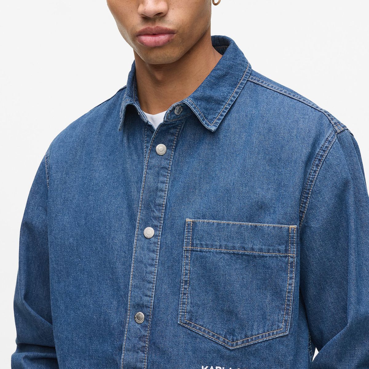 KARL LAGERFELD - Camisa denim regular fit con logo