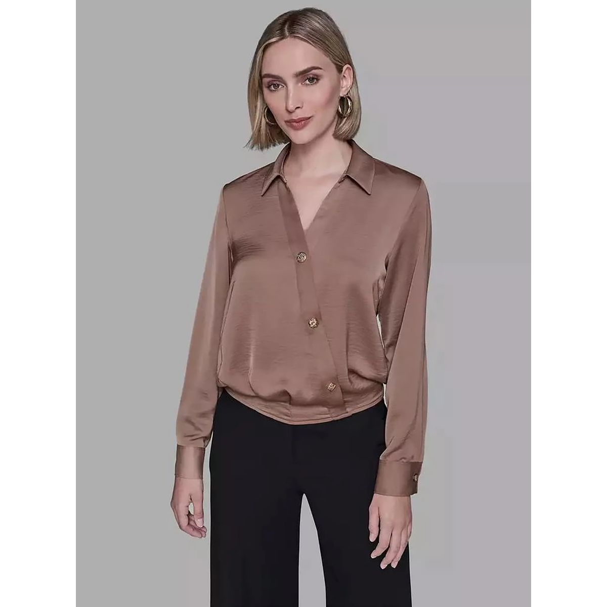 KARL LAGERFELD - Camisa manga larga con botonadura diagonal