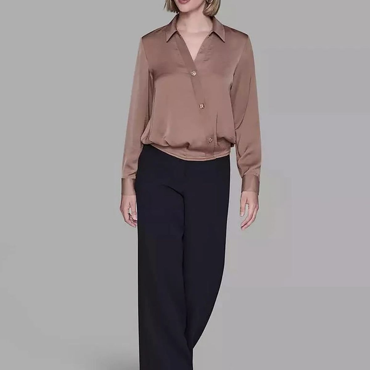 KARL LAGERFELD - Camisa manga larga con botonadura diagonal