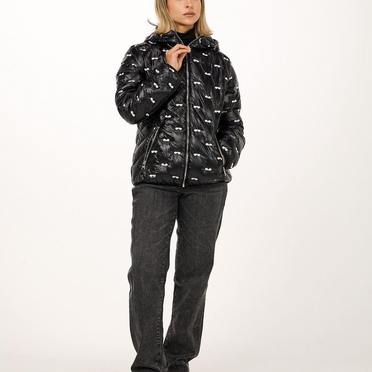 KARL LAGERFELD - Parka con bordado integral de gafas