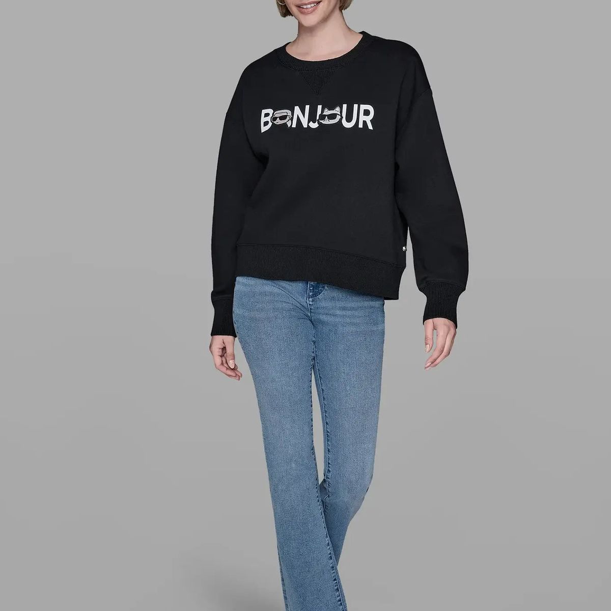 KARL LAGERFELD - Polerón de felpa con estampado Bonjour con Karl y Choupette