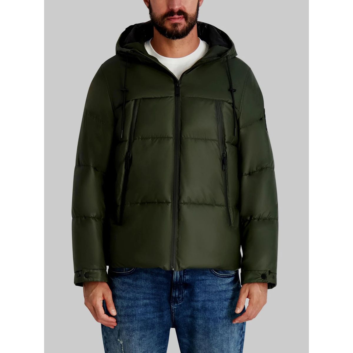 KARL LAGERFELD - Chaqueta puffer con gorro y bolsillos grandes