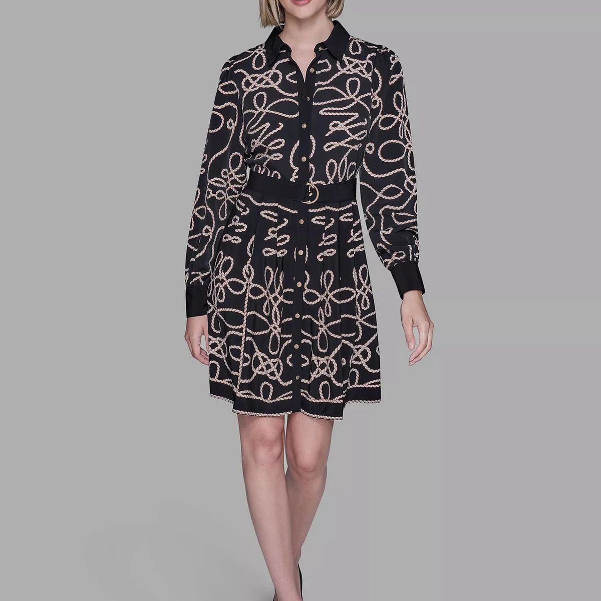 KARL LAGERFELD - Vestido estampado con bajo plisado