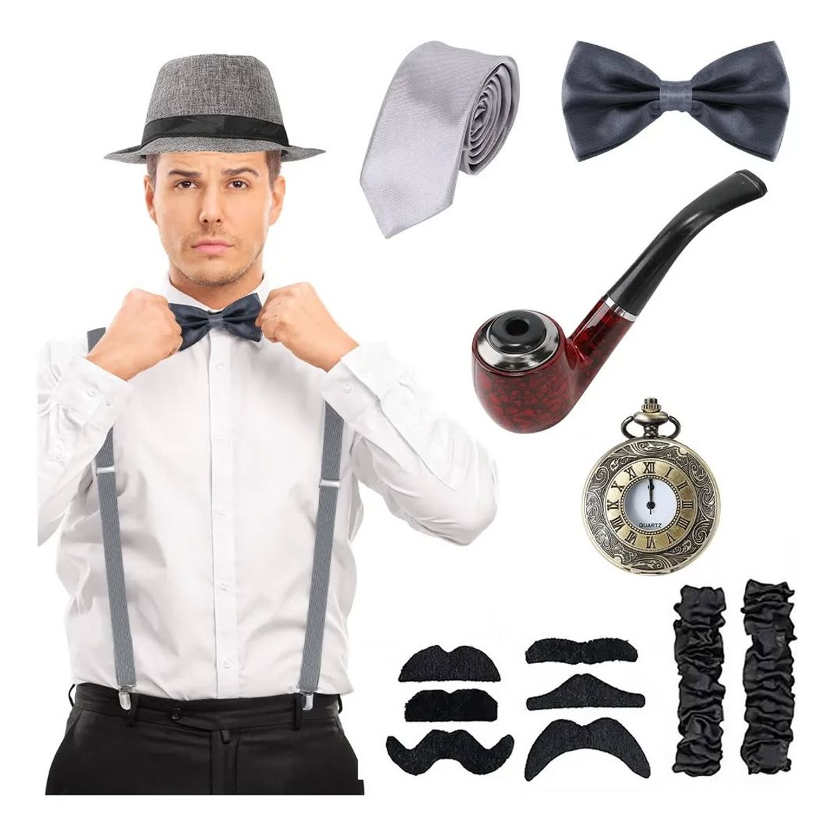 GENERICO - Set disfraz fiesta de gatsby 14 unds para hombre