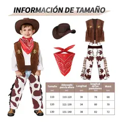 GENERICO - Set disfraz 4unds conjuntos traje vaquero cosplay para niños talla 110 ( 3 a 4 años )