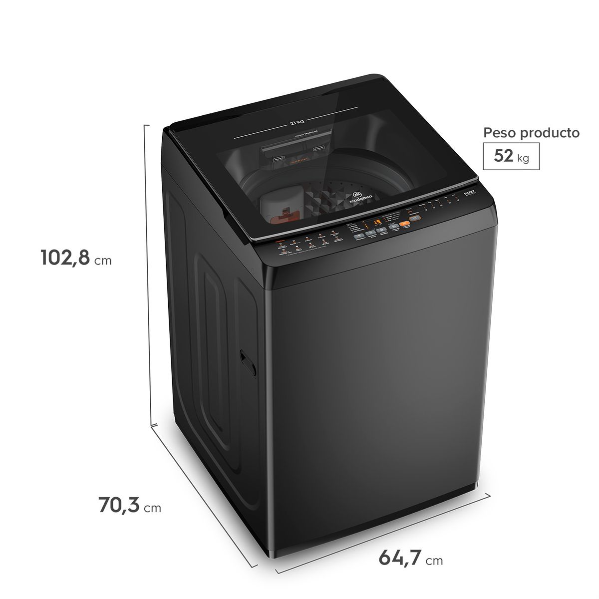 MADEMSA - Lavadora Automática 21Kg Carga Superior MDWMT21O Onix