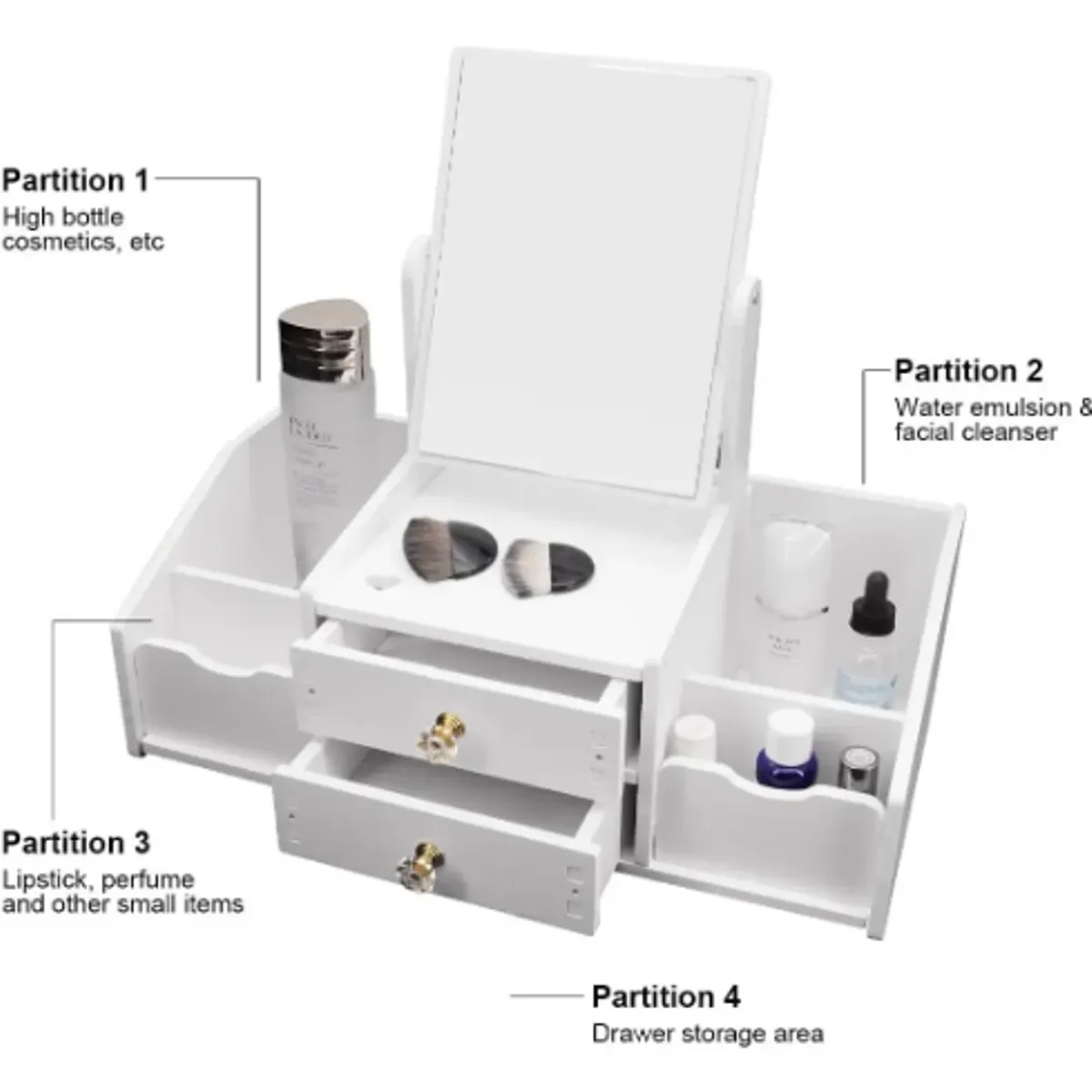 GENERICO - Organizador Maquillaje Con Espejo Estación De Maquillaje