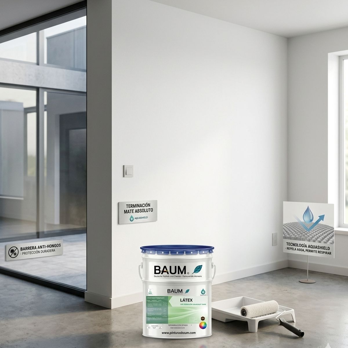 BAUM - Látex Blanco  BAUM® Aquatech - Mate Absoluto e Impermeable