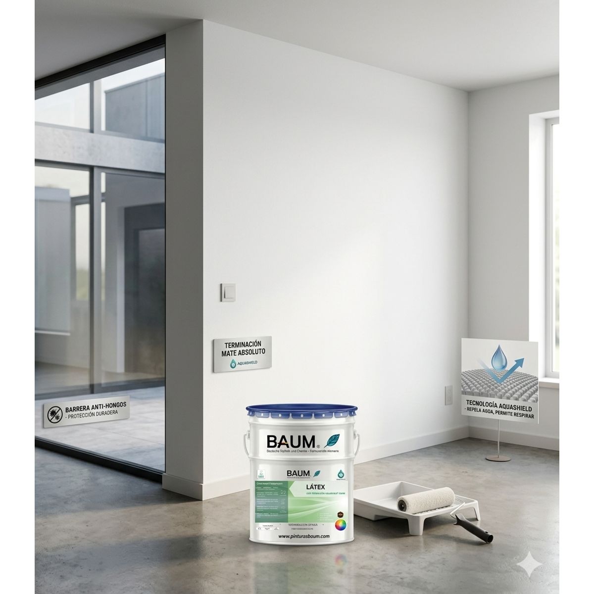 BAUM - Látex Blanco  BAUM® Aquatech - Mate Absoluto e Impermeable
