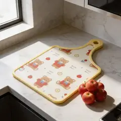 GENERICO - Tabla De Picar Plástica Con Mango Diseño Osito 30x19 Cm