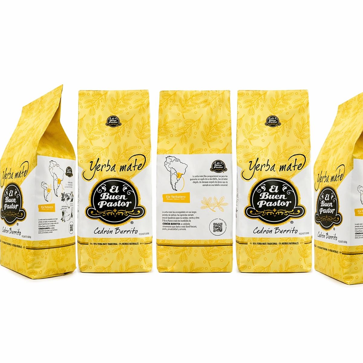 EL BUEN PASTOR - Pack x 5 Yerba Mate El Buen Pastor Cedrón Burrito 500g sin gluten