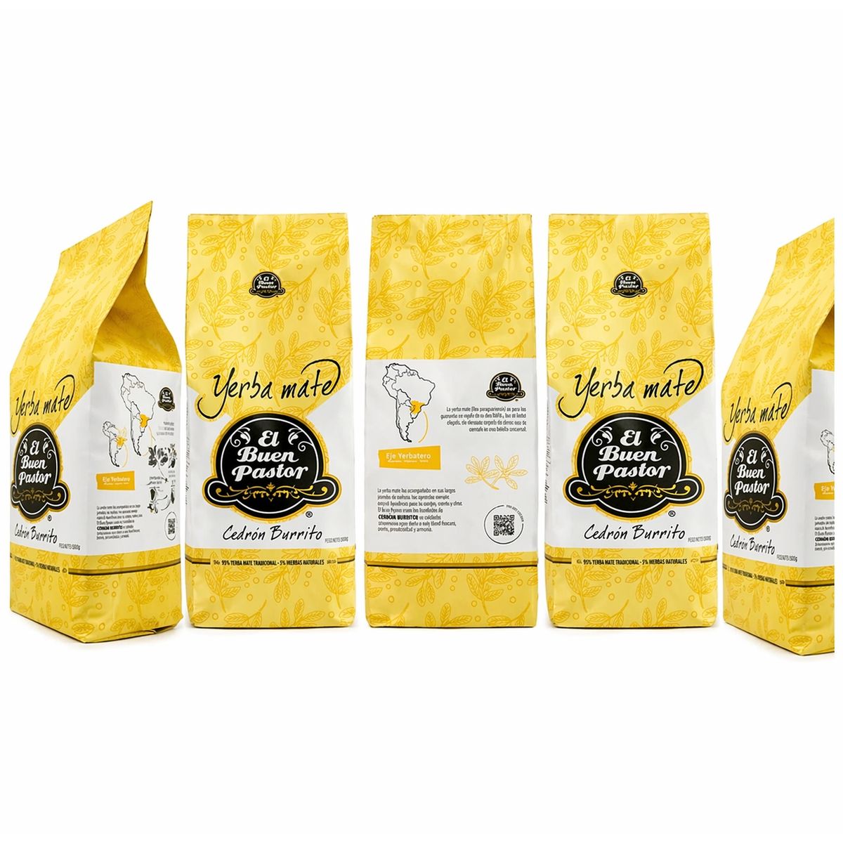 EL BUEN PASTOR - Pack x 5 Yerba Mate El Buen Pastor Cedrón Burrito 500g sin gluten