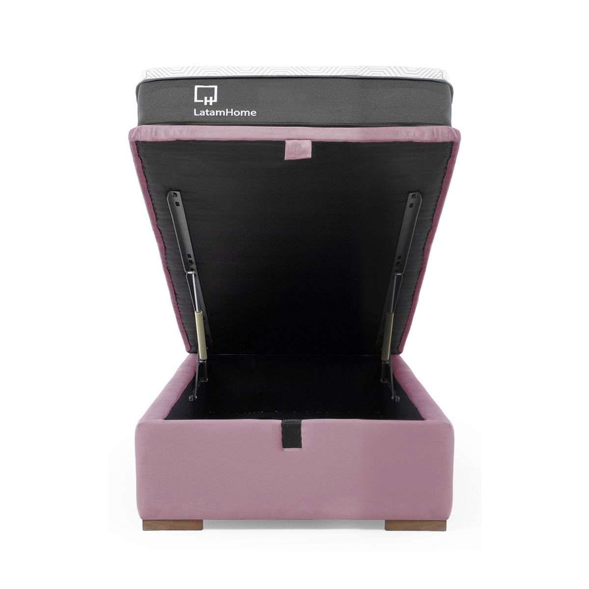 LATAM HOME - Cama Funcional Boxet 1 1/2 Plaza Colchon Resortes New Top Funda Lavable Tela Palo Rosa