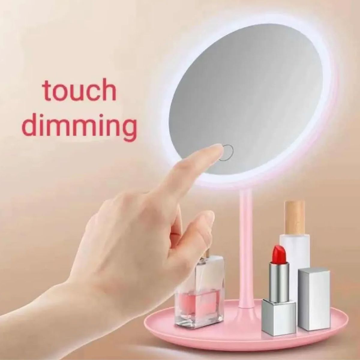 GENERICO - Espejo luz led maquillaje redondo 3 tonos táctil gira 360° 26,5cm x 18,5cm