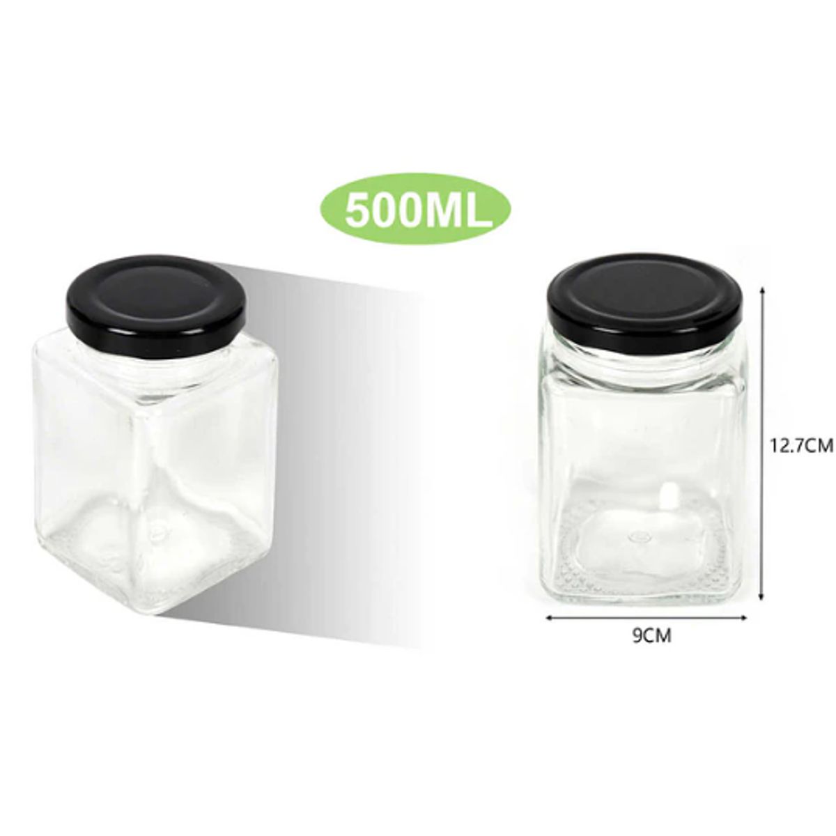GENERICO - Botella Vidrio Tapa Negra 500ml Frasco Grande Multiusos 500ml