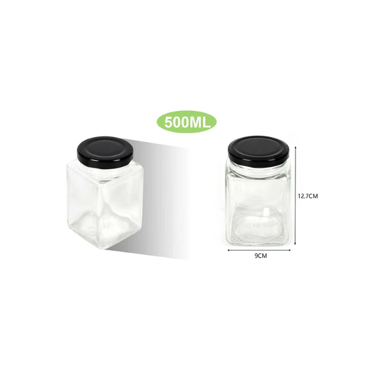 GENERICO - Botella Vidrio Tapa Negra 500ml Frasco Grande Multiusos 500ml