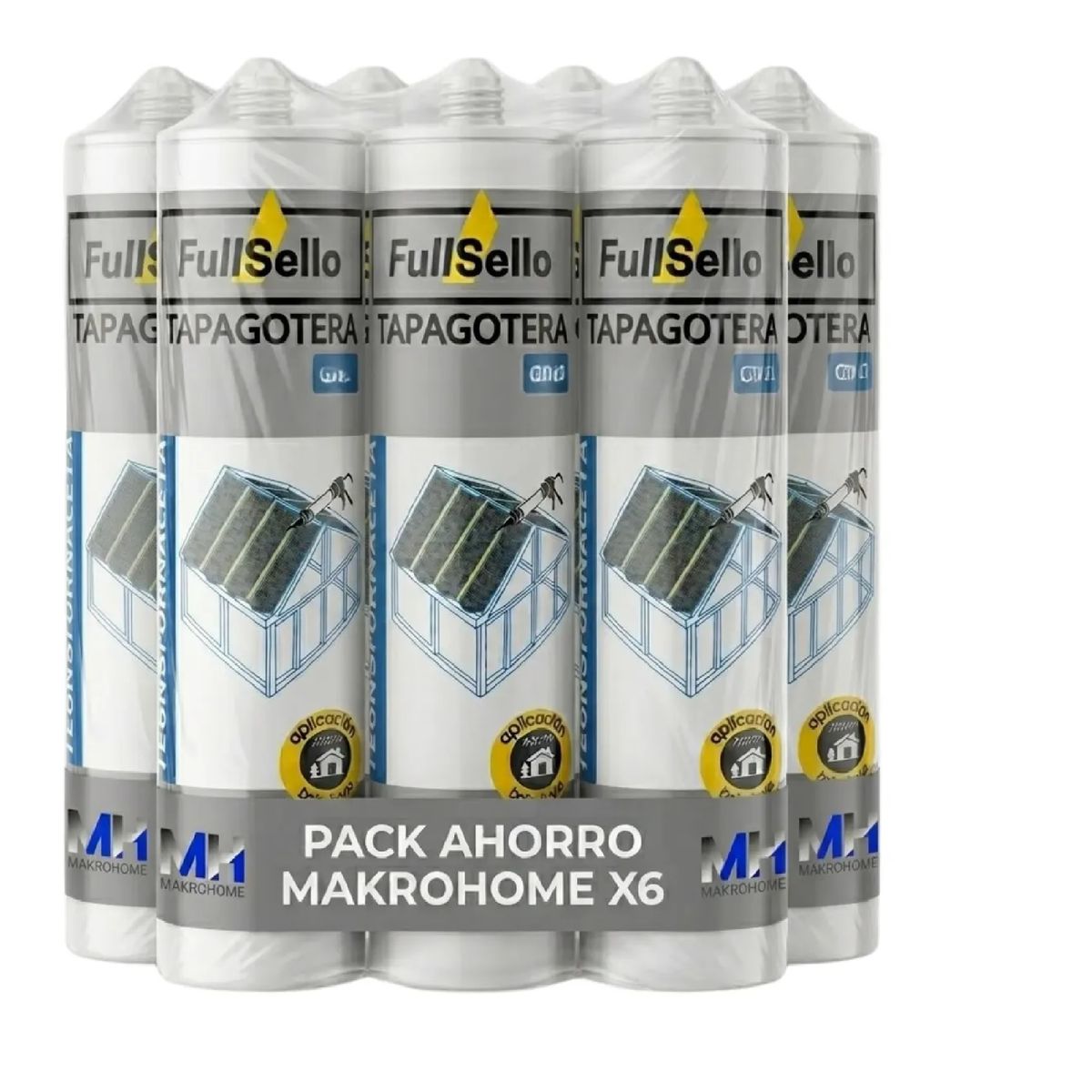 FULLSELLO - Pack 6 Sellador Tapagotera Profesional Fullsello Pega Mojado Negro