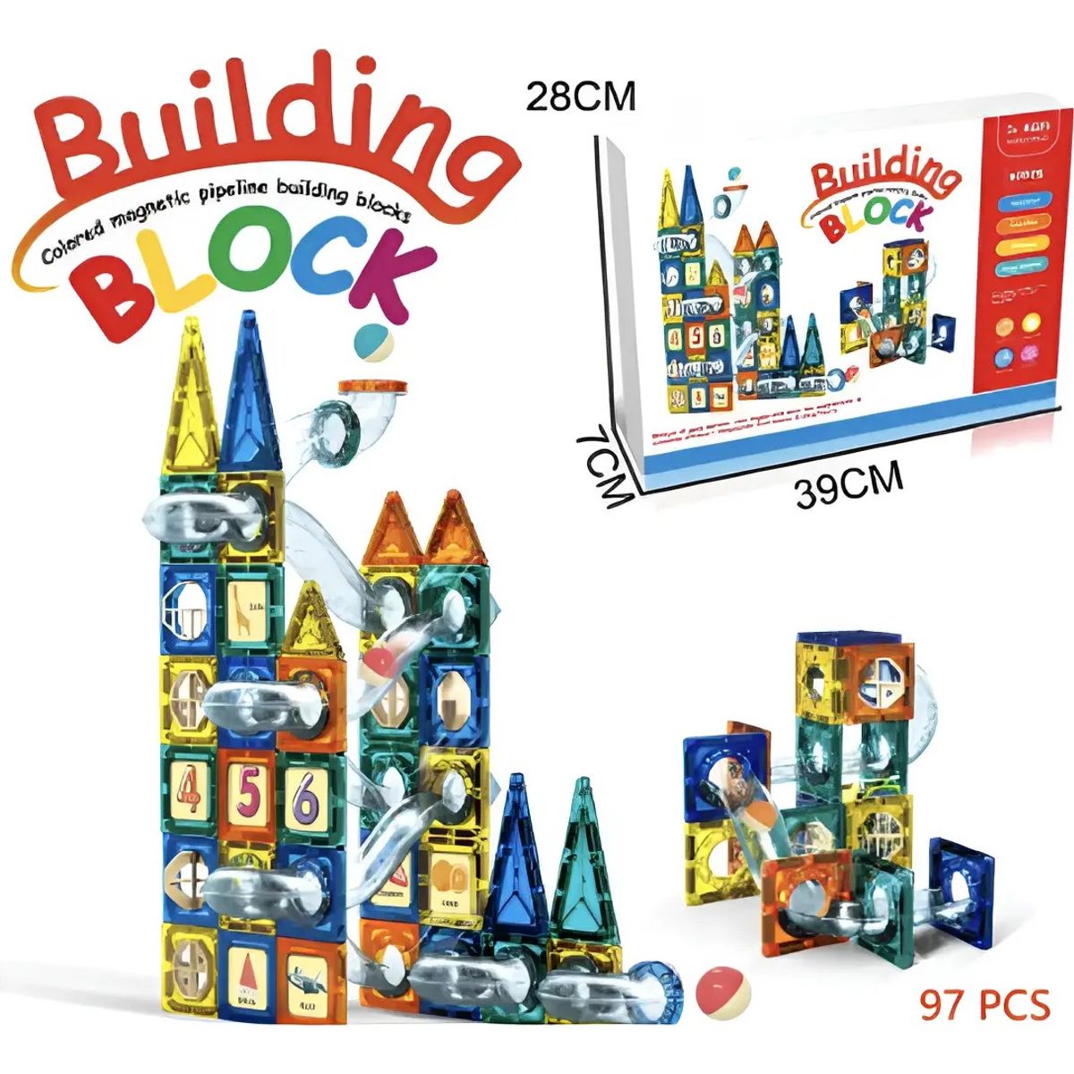 GENERICO - Set Bloques Magnéticos 97 Pieza Juego Didáctico Construcción
