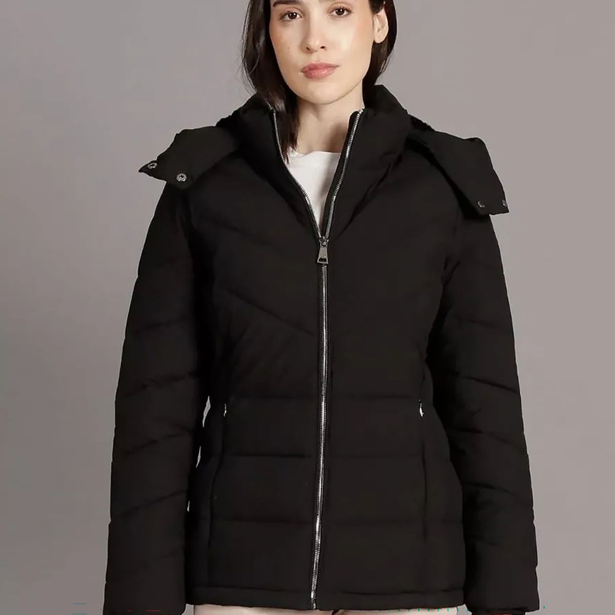 CALVIN KLEIN - Parka Puffer con Gorro Negro Calvin Klein